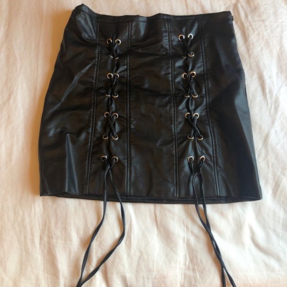 Black leather skirt